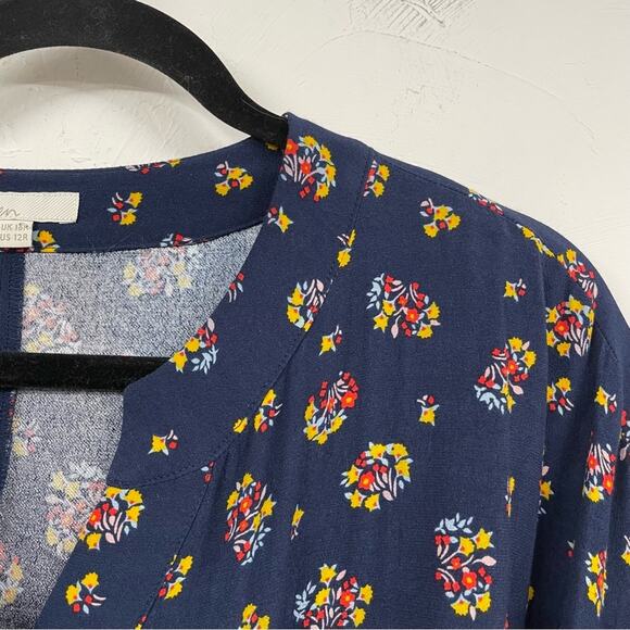 Boden Navy Blue Floral Wide Jumpsuit Belted Womens 12 Fall Casual Boho Modest - Picture 4 of 11